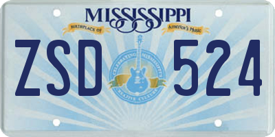 MS license plate ZSD524