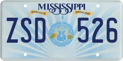 MS license plate ZSD526