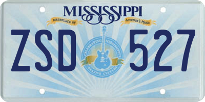 MS license plate ZSD527