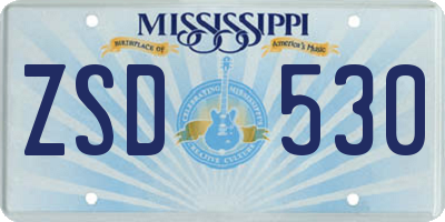 MS license plate ZSD530