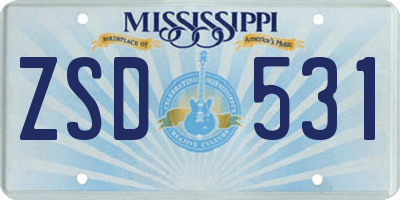 MS license plate ZSD531