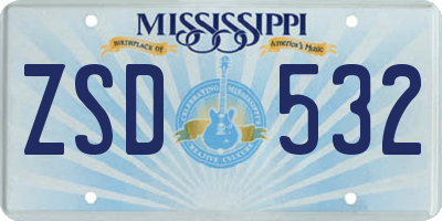 MS license plate ZSD532
