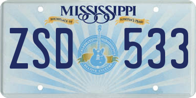 MS license plate ZSD533