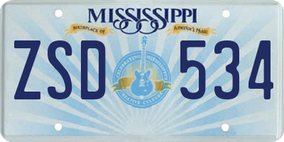 MS license plate ZSD534