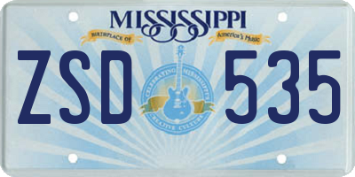 MS license plate ZSD535