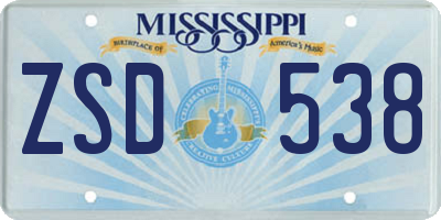 MS license plate ZSD538