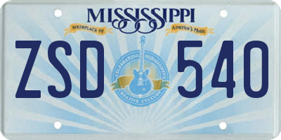 MS license plate ZSD540