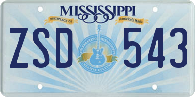 MS license plate ZSD543
