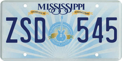 MS license plate ZSD545