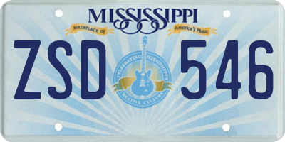 MS license plate ZSD546