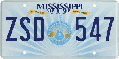 MS license plate ZSD547