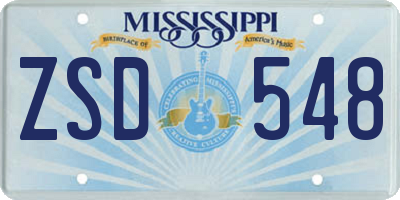 MS license plate ZSD548