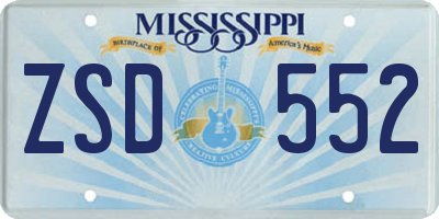 MS license plate ZSD552