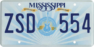 MS license plate ZSD554