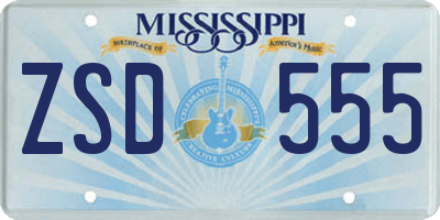MS license plate ZSD555