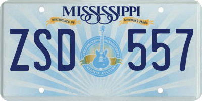 MS license plate ZSD557