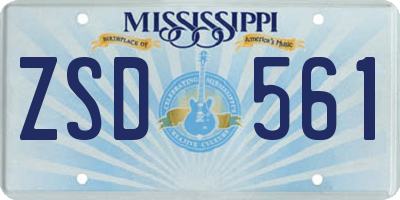 MS license plate ZSD561