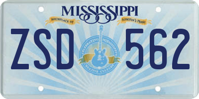 MS license plate ZSD562