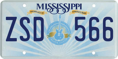 MS license plate ZSD566