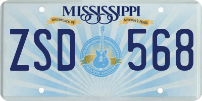 MS license plate ZSD568