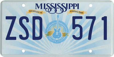 MS license plate ZSD571