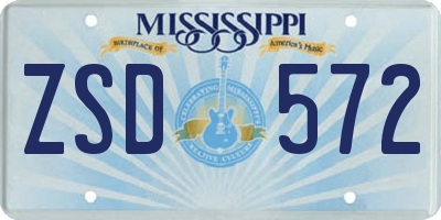 MS license plate ZSD572