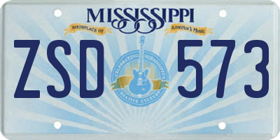 MS license plate ZSD573