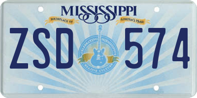 MS license plate ZSD574
