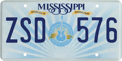 MS license plate ZSD576