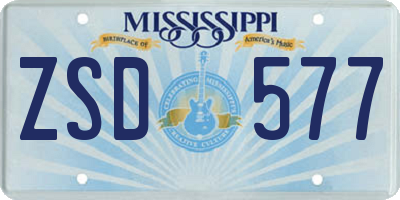 MS license plate ZSD577