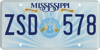 MS license plate ZSD578