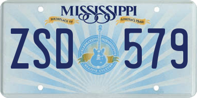 MS license plate ZSD579
