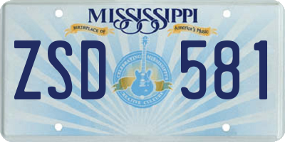 MS license plate ZSD581