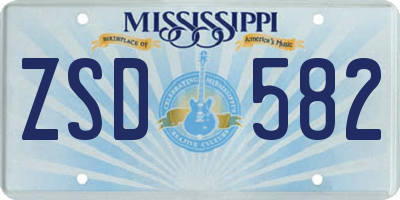 MS license plate ZSD582