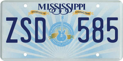 MS license plate ZSD585