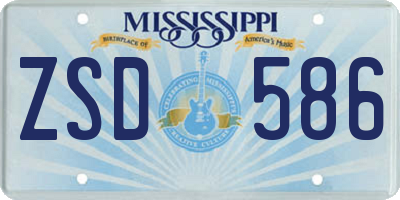 MS license plate ZSD586