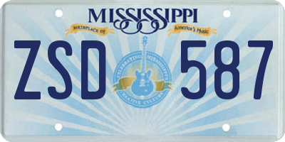 MS license plate ZSD587
