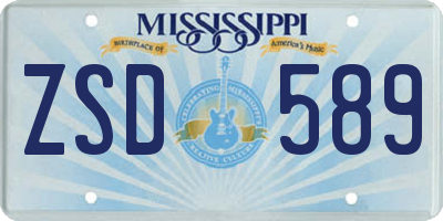 MS license plate ZSD589