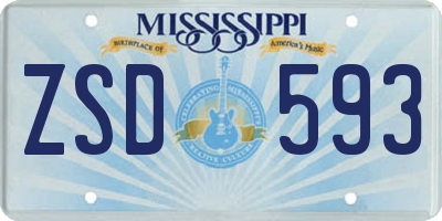 MS license plate ZSD593