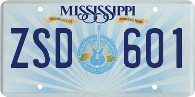 MS license plate ZSD601