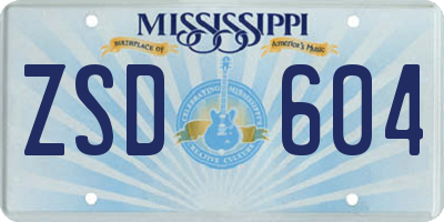 MS license plate ZSD604