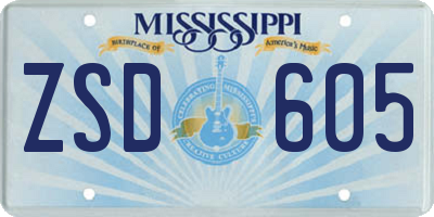 MS license plate ZSD605