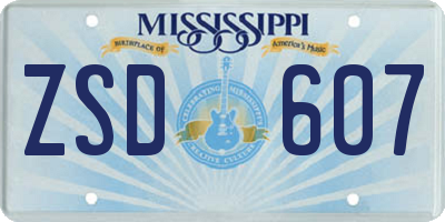 MS license plate ZSD607