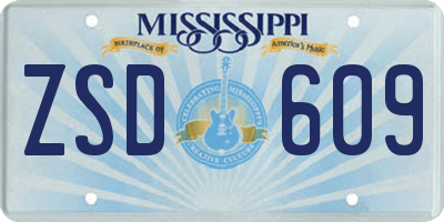 MS license plate ZSD609