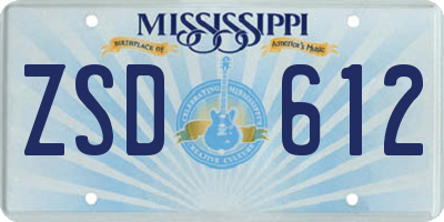 MS license plate ZSD612