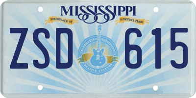 MS license plate ZSD615