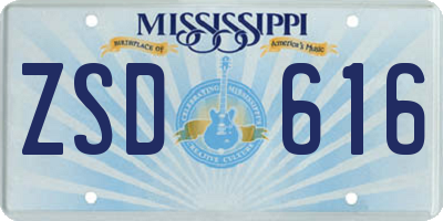 MS license plate ZSD616