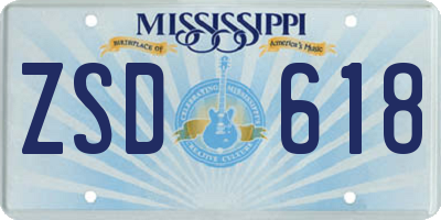 MS license plate ZSD618