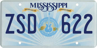 MS license plate ZSD622