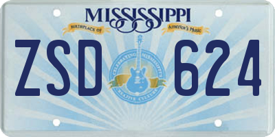 MS license plate ZSD624